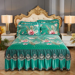 High Grade Luxury Soft Bed Skirt Winter Plush Thick Quilted Bed Cover Skirt King Queen Pad Bedspread Not Including Pillowcase