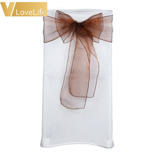 Load image into Gallery viewer, 100pcs High Quality Organza Chair Sashes Wedding Chair Knot Cover Chairs Bow Band Belt Ties For Weddings Banquet 100x Decoration
