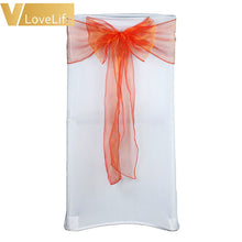 Load image into Gallery viewer, 100pcs High Quality Organza Chair Sashes Wedding Chair Knot Cover Chairs Bow Band Belt Ties For Weddings Banquet 100x Decoration
